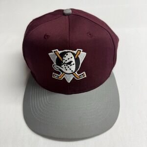 Anaheim Mighty Ducks Snapback Hat Otto Cap Maroon Gray NHL